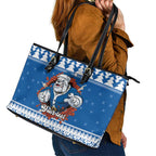 Angry Santa Bulldog Personalized Leather Tote Bag Christmas Rugby League Spirit - Aussie Hoodie
