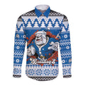 Angry Santa Bulldog Personalized Long Sleeve Button Shirt Christmas Rugby League Spirit - Aussie Hoodie