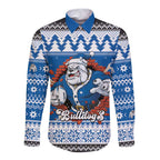 Angry Santa Bulldog Personalized Long Sleeve Button Shirt Christmas Rugby League Spirit - Aussie Hoodie