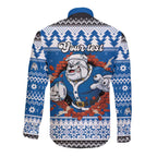 Angry Santa Bulldog Personalized Long Sleeve Button Shirt Christmas Rugby League Spirit - Aussie Hoodie