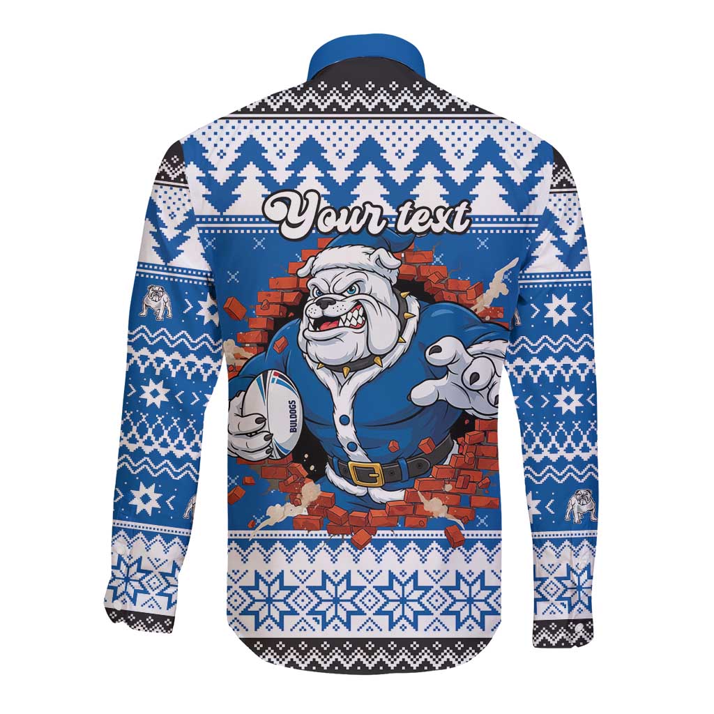 Angry Santa Bulldog Personalized Long Sleeve Button Shirt Christmas Rugby League Spirit - Aussie Hoodie