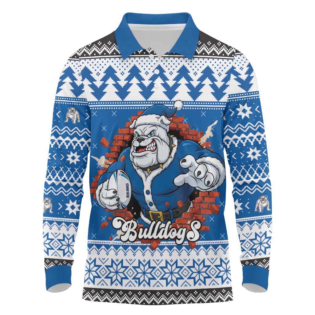 Angry Santa Bulldog Personalized Long Sleeve Polo Shirt Christmas Rugby League Spirit - Aussie Hoodie