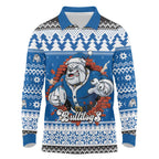 Angry Santa Bulldog Personalized Long Sleeve Polo Shirt Christmas Rugby League Spirit - Aussie Hoodie
