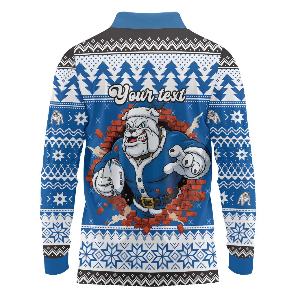 Angry Santa Bulldog Personalized Long Sleeve Polo Shirt Christmas Rugby League Spirit - Aussie Hoodie