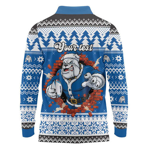 Angry Santa Bulldog Personalized Long Sleeve Polo Shirt Christmas Rugby League Spirit - Aussie Hoodie