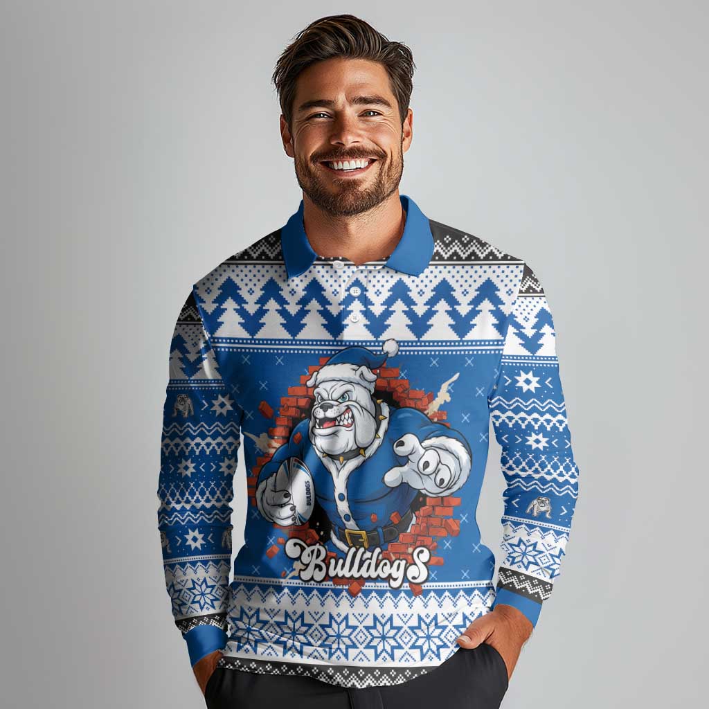 Angry Santa Bulldog Personalized Long Sleeve Polo Shirt Christmas Rugby League Spirit - Aussie Hoodie