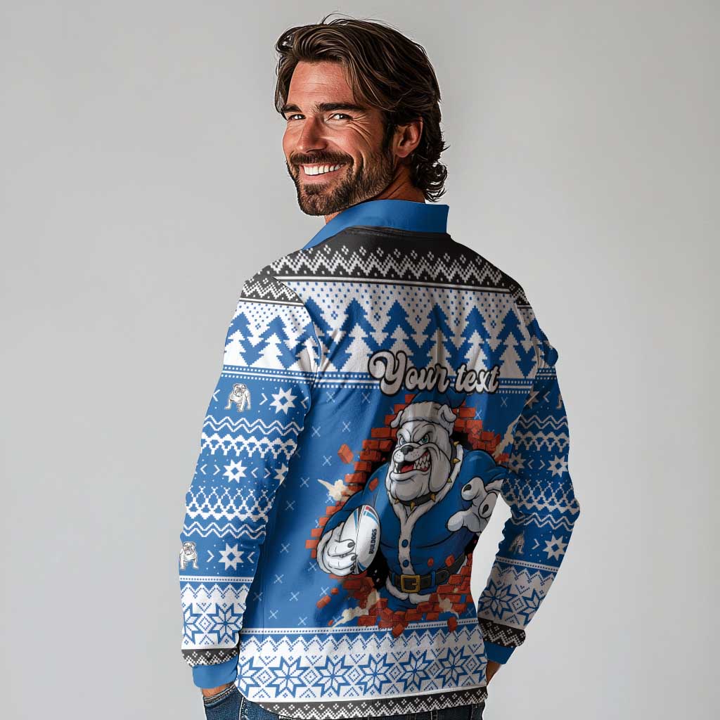 Angry Santa Bulldog Personalized Long Sleeve Polo Shirt Christmas Rugby League Spirit - Aussie Hoodie