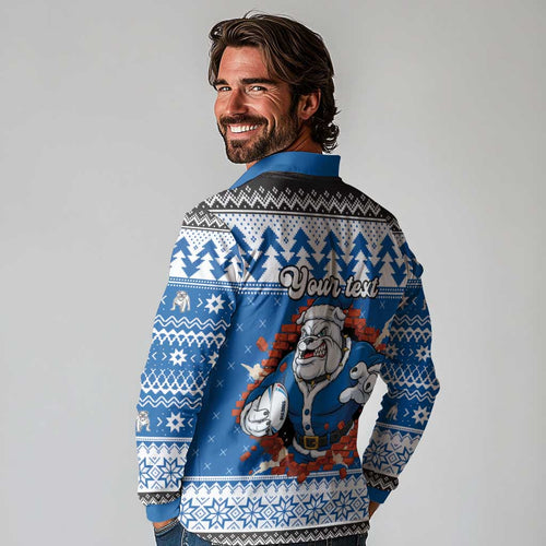 Angry Santa Bulldog Personalized Long Sleeve Polo Shirt Christmas Rugby League Spirit - Aussie Hoodie