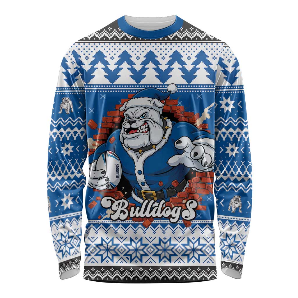 Angry Santa Bulldog Personalized Long Sleeve Shirt Christmas Rugby League Spirit - Aussie Hoodie