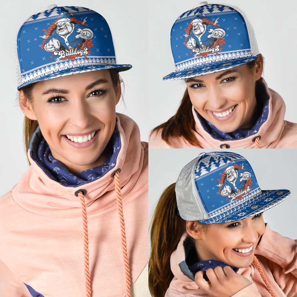 Angry Santa Bulldog Mesh Trucker Cap Christmas Rugby League Spirit - Aussie Hoodie