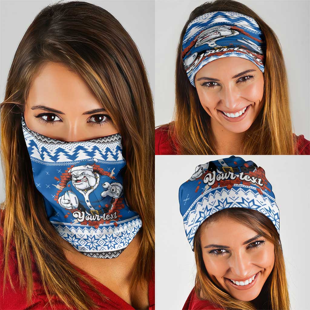 Angry Santa Bulldog Personalized Neck Gaiter Christmas Rugby League Spirit - Aussie Hoodie