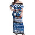 Angry Santa Bulldog Personalized Off Shoulder Maxi Dress Christmas Rugby League Spirit - Aussie Hoodie