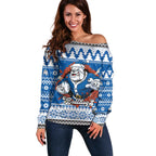 Angry Santa Bulldog Personalized Off Shoulder Sweater Christmas Rugby League Spirit - Aussie Hoodie