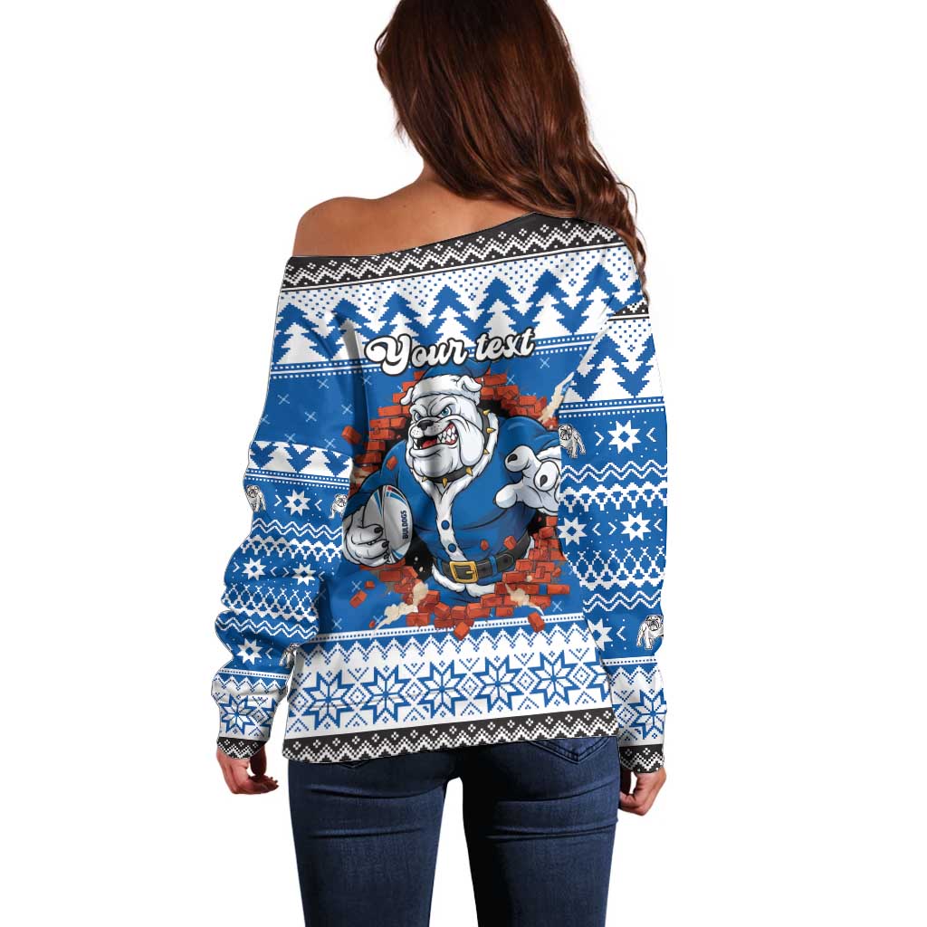 Angry Santa Bulldog Personalized Off Shoulder Sweater Christmas Rugby League Spirit - Aussie Hoodie