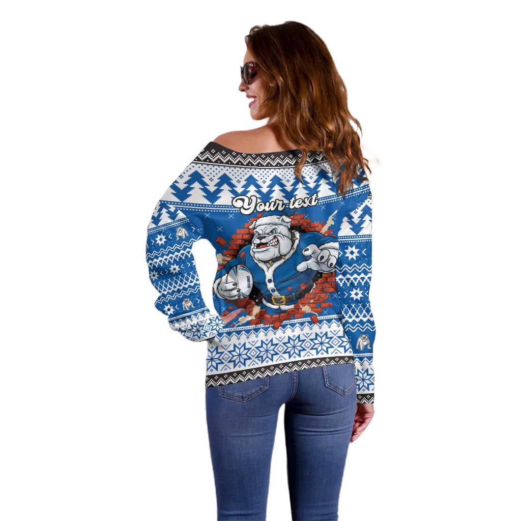 Angry Santa Bulldog Personalized Off Shoulder Sweater Christmas Rugby League Spirit - Aussie Hoodie