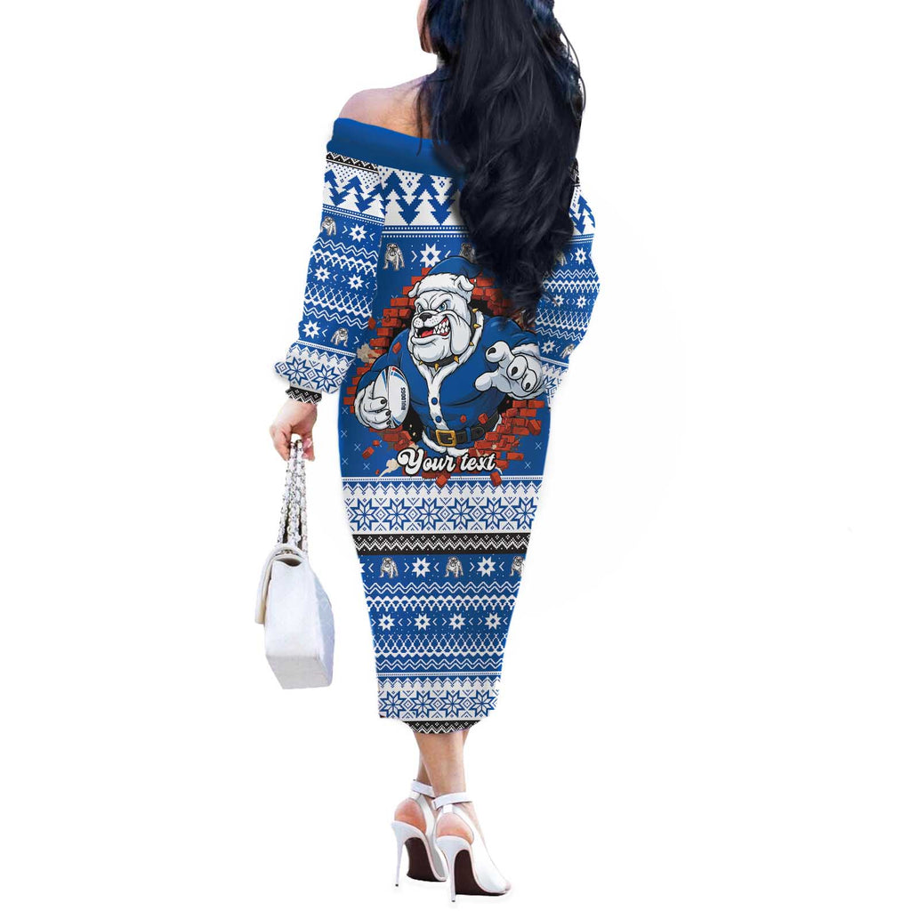 Angry Santa Bulldog Personalized Off The Shoulder Long Sleeve Dress Christmas Rugby League Spirit - Aussie Hoodie
