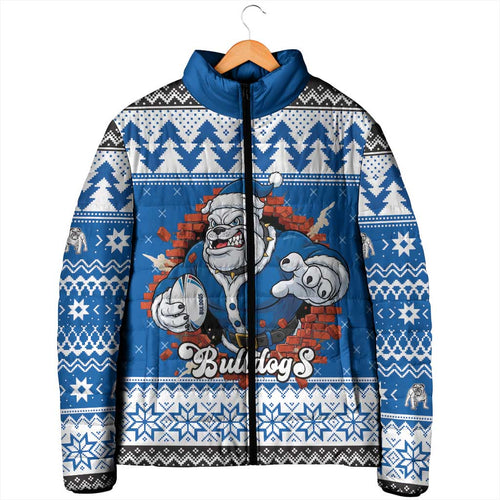 Angry Santa Bulldog Personalized Padded Jacket Christmas Rugby League Spirit - Aussie Hoodie