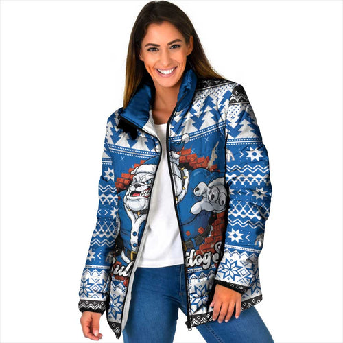 Angry Santa Bulldog Personalized Padded Jacket Christmas Rugby League Spirit - Aussie Hoodie
