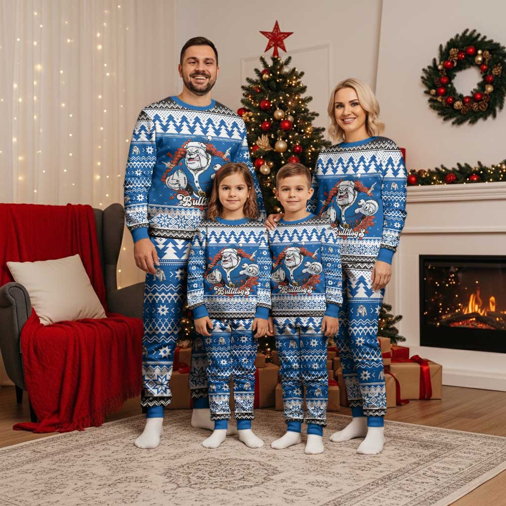 Angry Santa Bulldog Personalized Christmas Pajama Set Christmas Rugby League Spirit - Aussie Hoodie