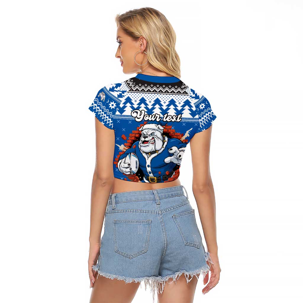 Angry Santa Bulldog Personalized Raglan Cropped T Shirt Christmas Rugby League Spirit - Aussie Hoodie