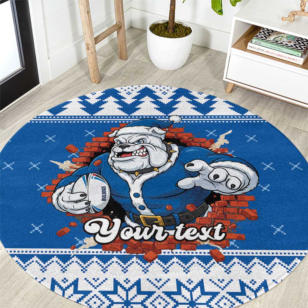 Angry Santa Bulldog Personalized Round Carpet Christmas Rugby League Spirit - Aussie Hoodie