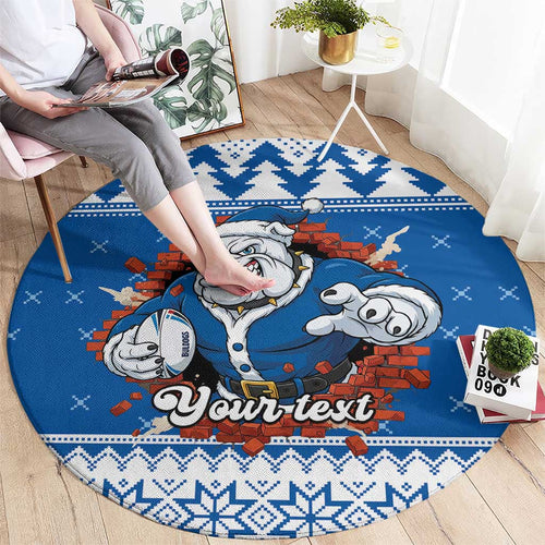 Angry Santa Bulldog Personalized Round Carpet Christmas Rugby League Spirit - Aussie Hoodie