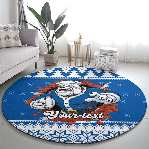 Angry Santa Bulldog Personalized Round Carpet Christmas Rugby League Spirit - Aussie Hoodie