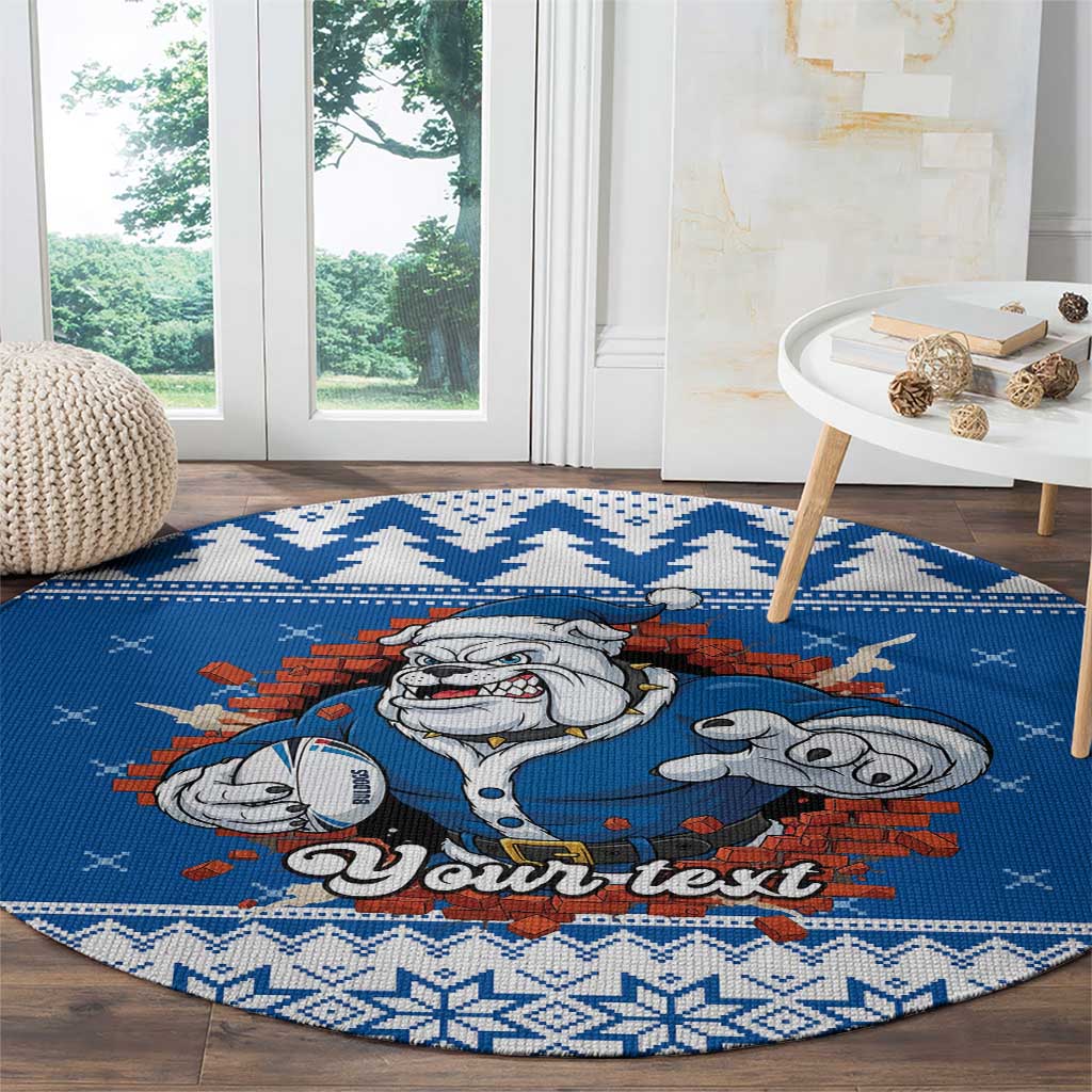 Angry Santa Bulldog Personalized Round Carpet Christmas Rugby League Spirit - Aussie Hoodie