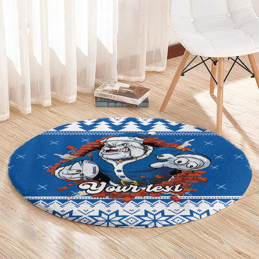 Angry Santa Bulldog Personalized Round Carpet Christmas Rugby League Spirit - Aussie Hoodie
