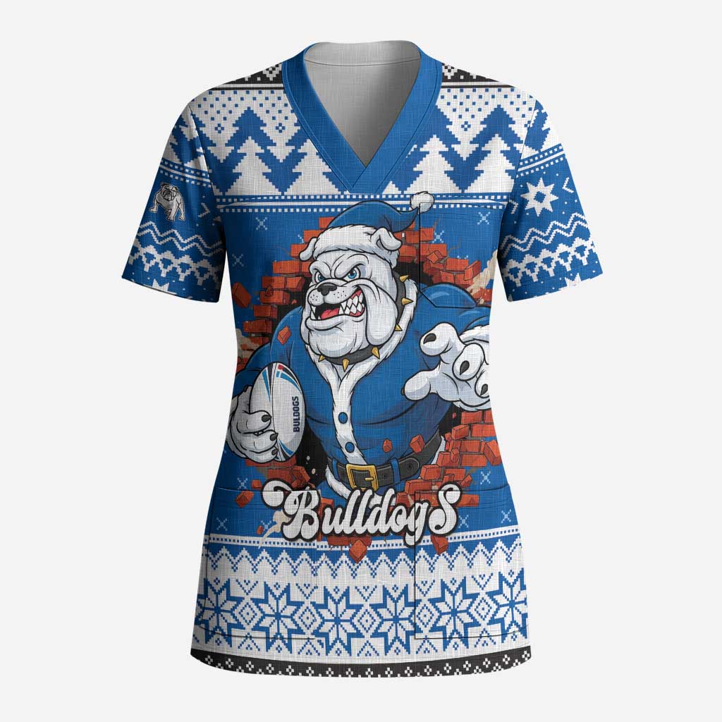 Angry Santa Bulldog Personalized Scrub Top Christmas Rugby League Spirit - Aussie Hoodie