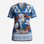 Angry Santa Bulldog Personalized Scrub Top Christmas Rugby League Spirit - Aussie Hoodie