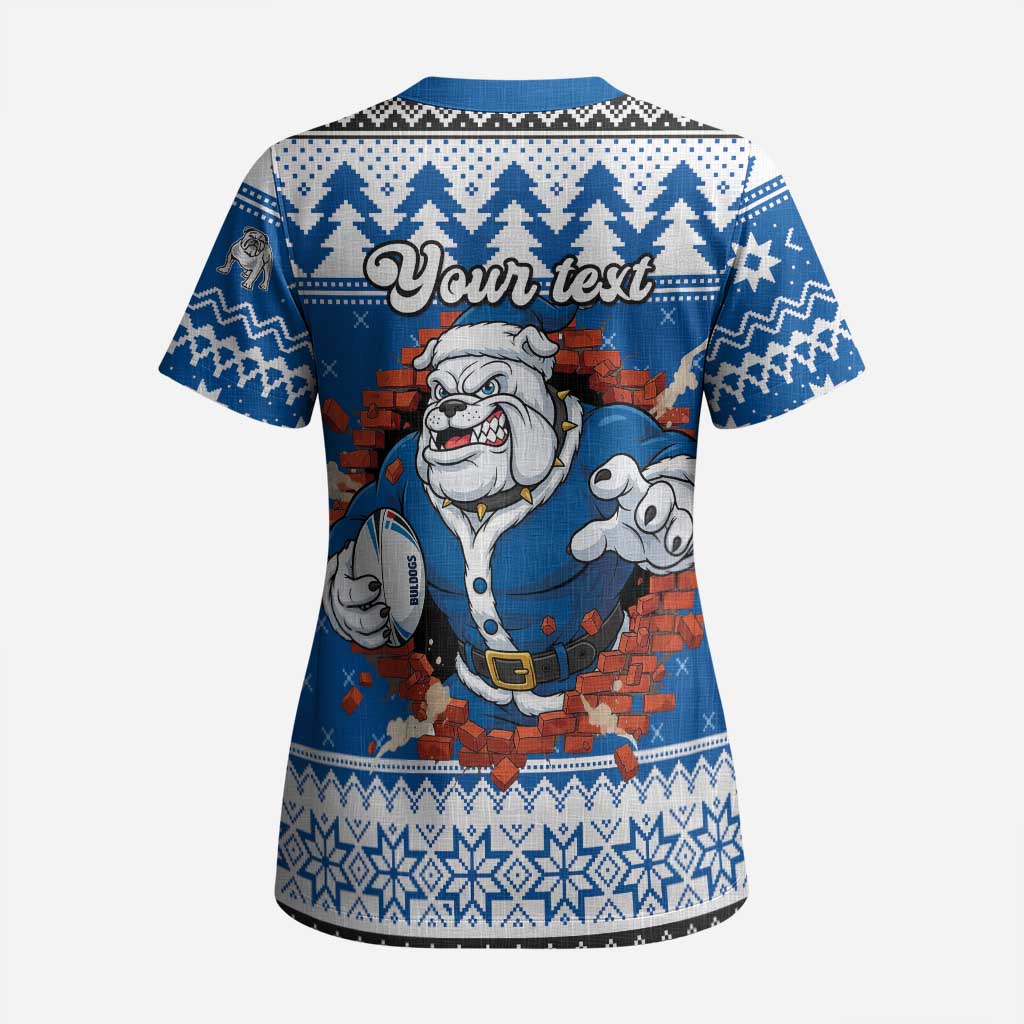 Angry Santa Bulldog Personalized Scrub Top Christmas Rugby League Spirit - Aussie Hoodie