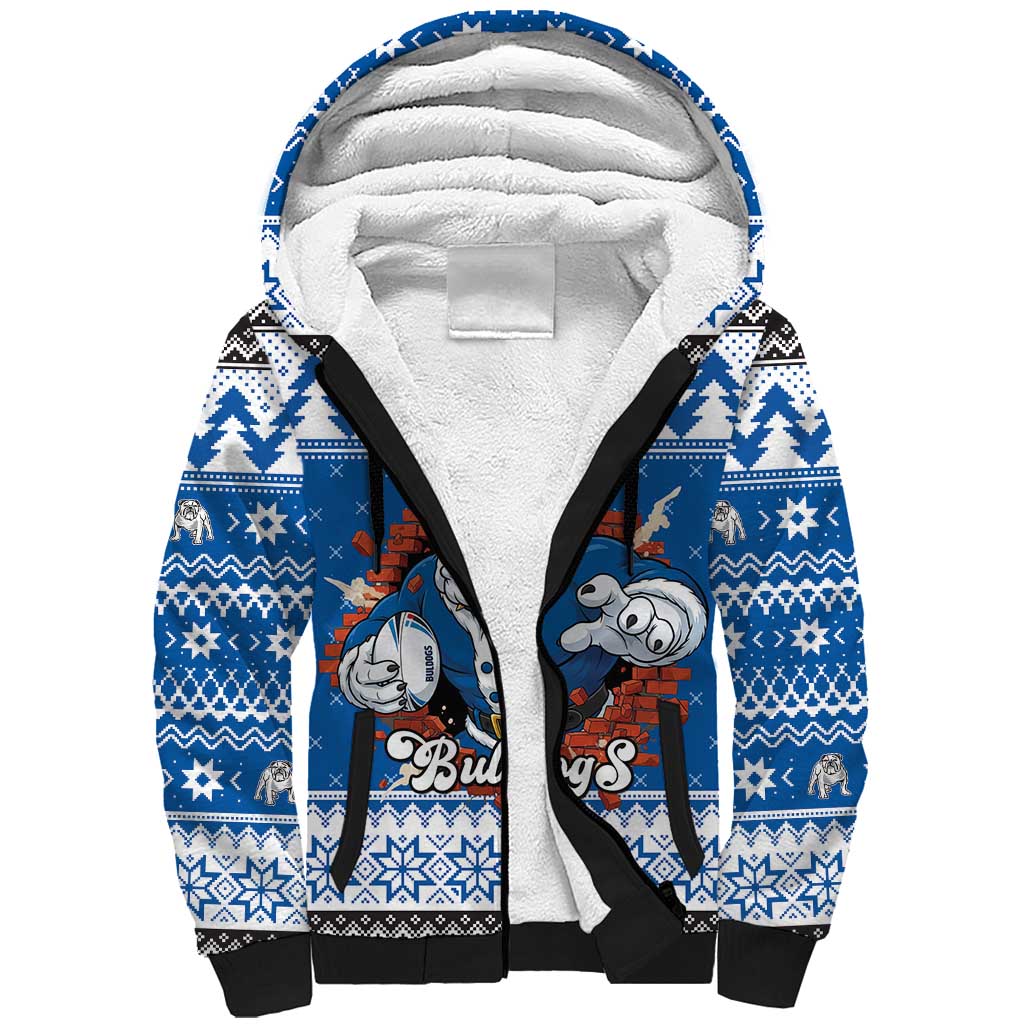 Angry Santa Bulldog Personalized Sherpa Hoodie Christmas Rugby League Spirit - Aussie Hoodie