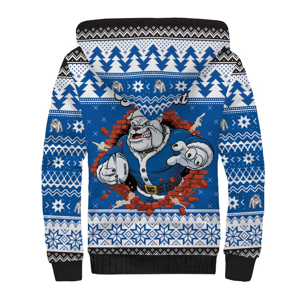 Angry Santa Bulldog Personalized Sherpa Hoodie Christmas Rugby League Spirit - Aussie Hoodie