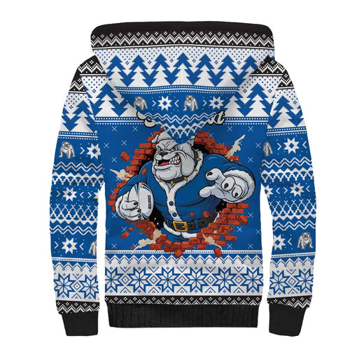 Angry Santa Bulldog Personalized Sherpa Hoodie Christmas Rugby League Spirit - Aussie Hoodie