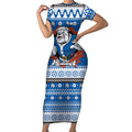 Angry Santa Bulldog Personalized Short Sleeve Bodycon Dress Christmas Rugby League Spirit - Aussie Hoodie