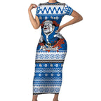 Angry Santa Bulldog Personalized Short Sleeve Bodycon Dress Christmas Rugby League Spirit - Aussie Hoodie