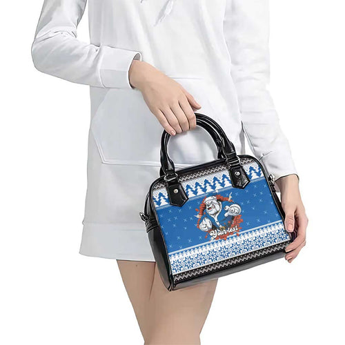Angry Santa Bulldog Personalized Shoulder Handbag Christmas Rugby League Spirit - Aussie Hoodie