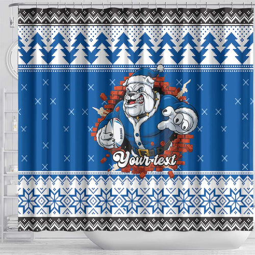 Angry Santa Bulldog Personalized Shower Curtain Christmas Rugby League Spirit - Aussie Hoodie
