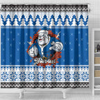 Angry Santa Bulldog Personalized Shower Curtain Christmas Rugby League Spirit - Aussie Hoodie
