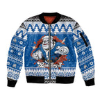Angry Santa Bulldog Personalized Sleeve Zip Bomber Jacket Christmas Rugby League Spirit - Aussie Hoodie