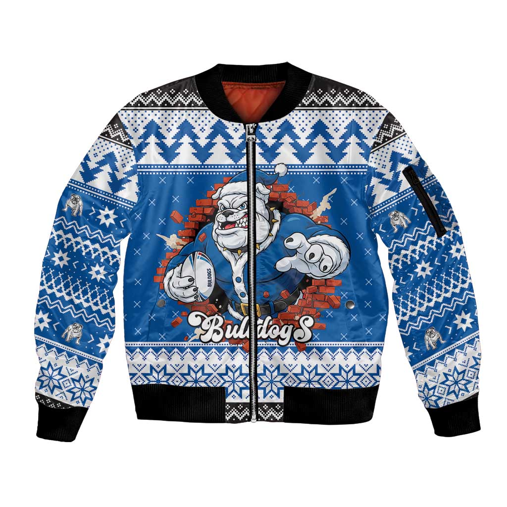 Angry Santa Bulldog Personalized Sleeve Zip Bomber Jacket Christmas Rugby League Spirit - Aussie Hoodie