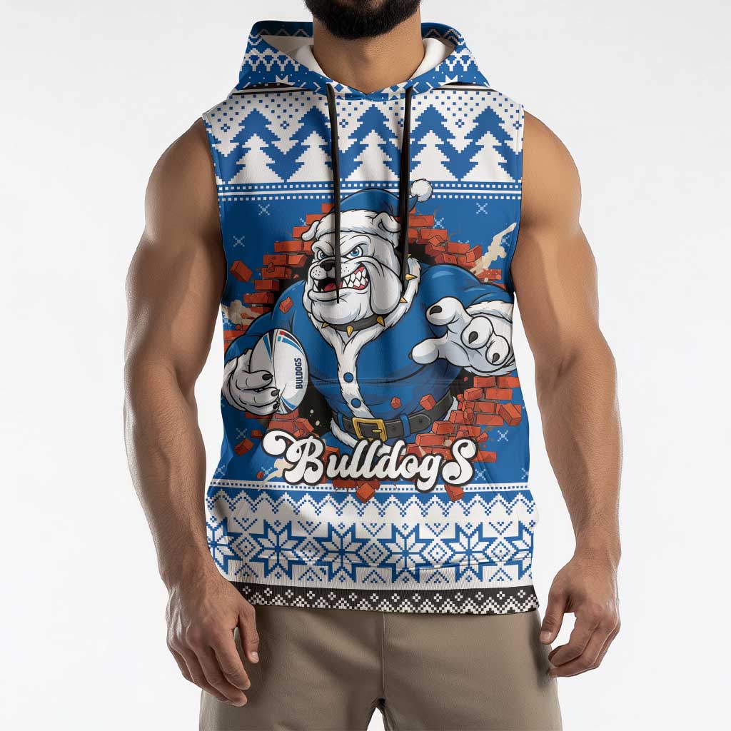 Angry Santa Bulldog Personalized Sleeveless Hoodie Christmas Rugby League Spirit - Aussie Hoodie