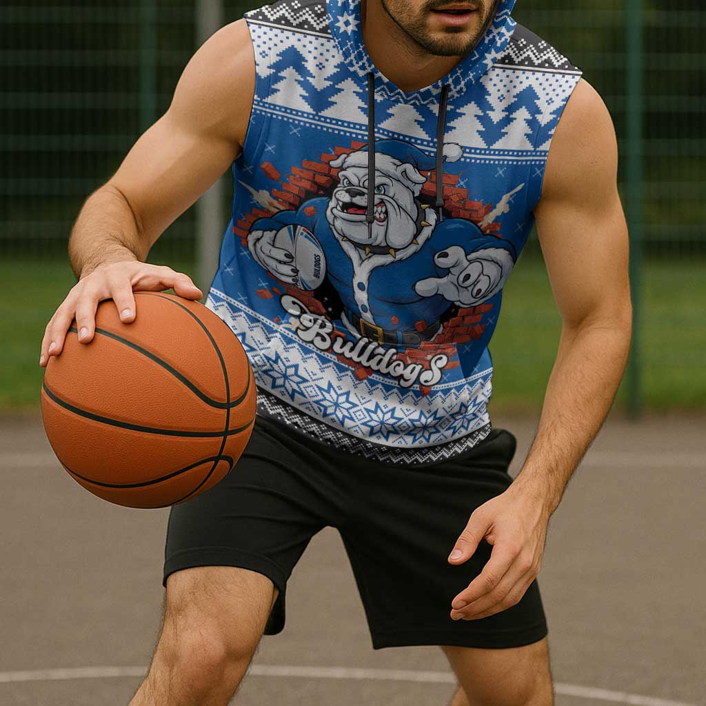 Angry Santa Bulldog Personalized Sleeveless Hoodie Christmas Rugby League Spirit - Aussie Hoodie