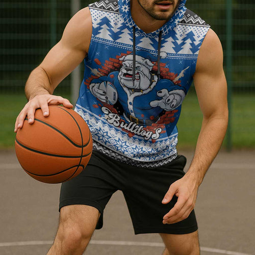 Angry Santa Bulldog Personalized Sleeveless Hoodie Christmas Rugby League Spirit - Aussie Hoodie