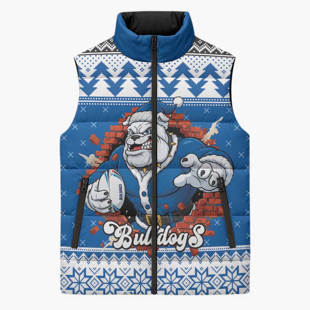 Angry Santa Bulldog Personalized Sleeveless Puffer Jacket Christmas Rugby League Spirit - Aussie Hoodie