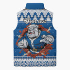 Angry Santa Bulldog Personalized Sleeveless Puffer Jacket Christmas Rugby League Spirit - Aussie Hoodie