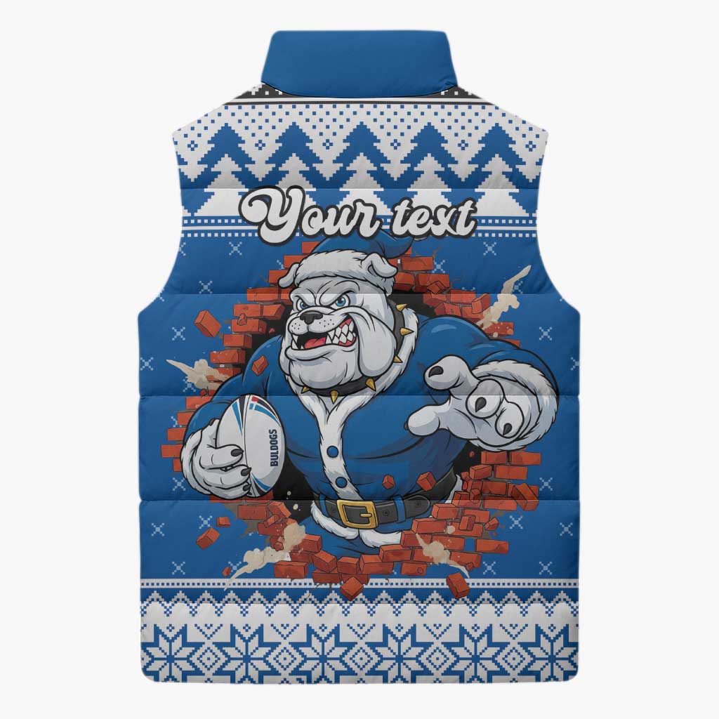 Angry Santa Bulldog Personalized Sleeveless Puffer Jacket Christmas Rugby League Spirit - Aussie Hoodie