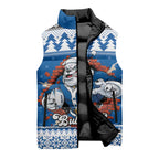 Angry Santa Bulldog Personalized Sleeveless Puffer Jacket Christmas Rugby League Spirit - Aussie Hoodie