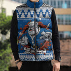 Angry Santa Bulldog Personalized Sleeveless Puffer Jacket Christmas Rugby League Spirit - Aussie Hoodie